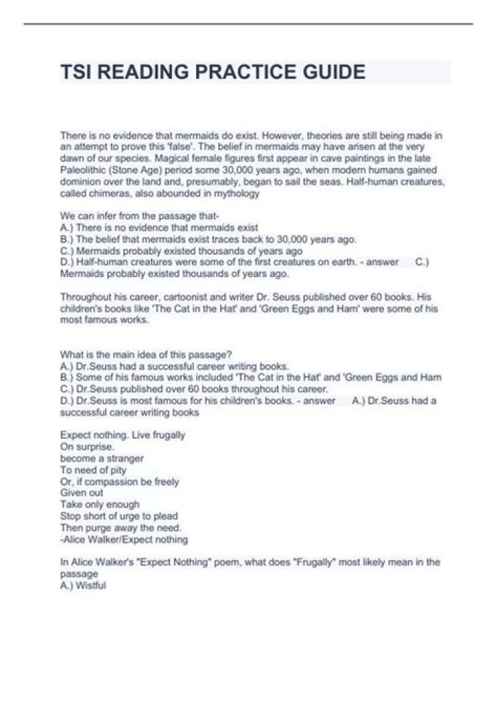 How do I pass the TSI reading test