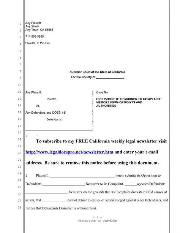 How long do you have to respond to a demurrer in California
