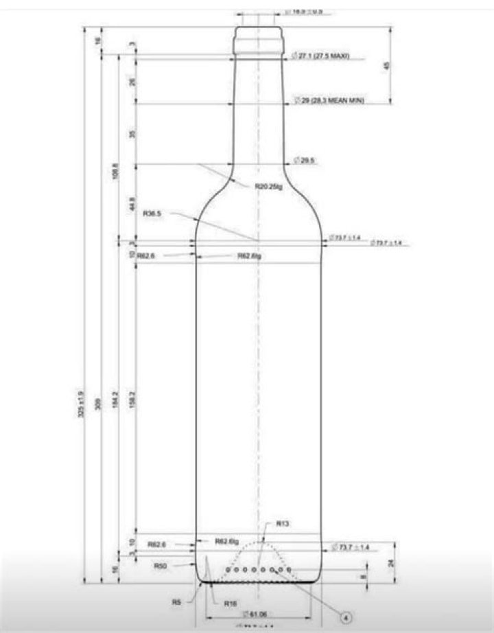 How wide is the average wine bottle