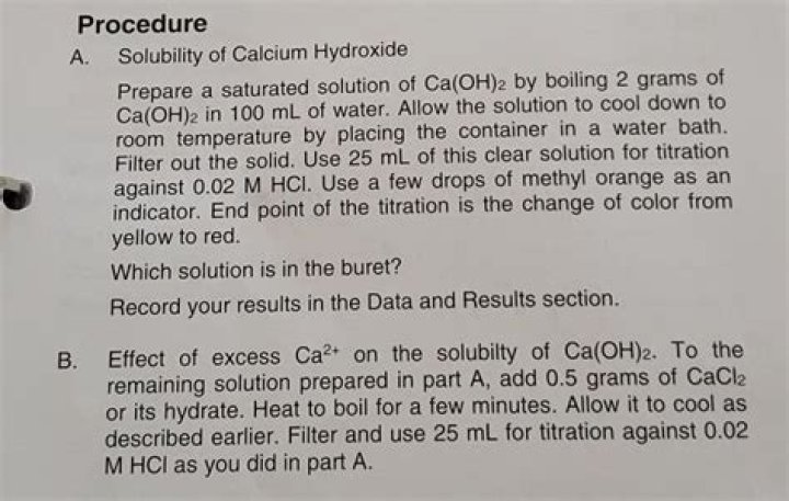 How would you prepare a saturated solution of calcium hydroxide