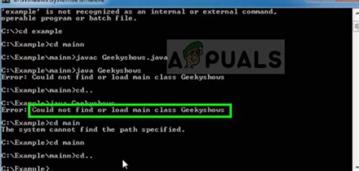 What is error could not find or load main class