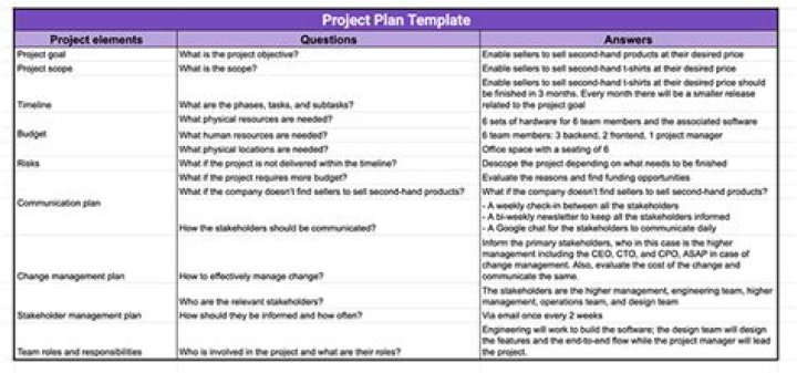 What should be included in a project plan