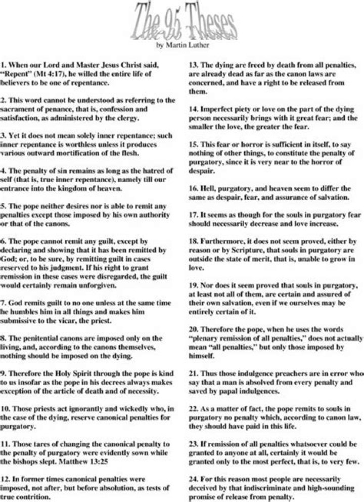 What was the effect of the 95 theses
