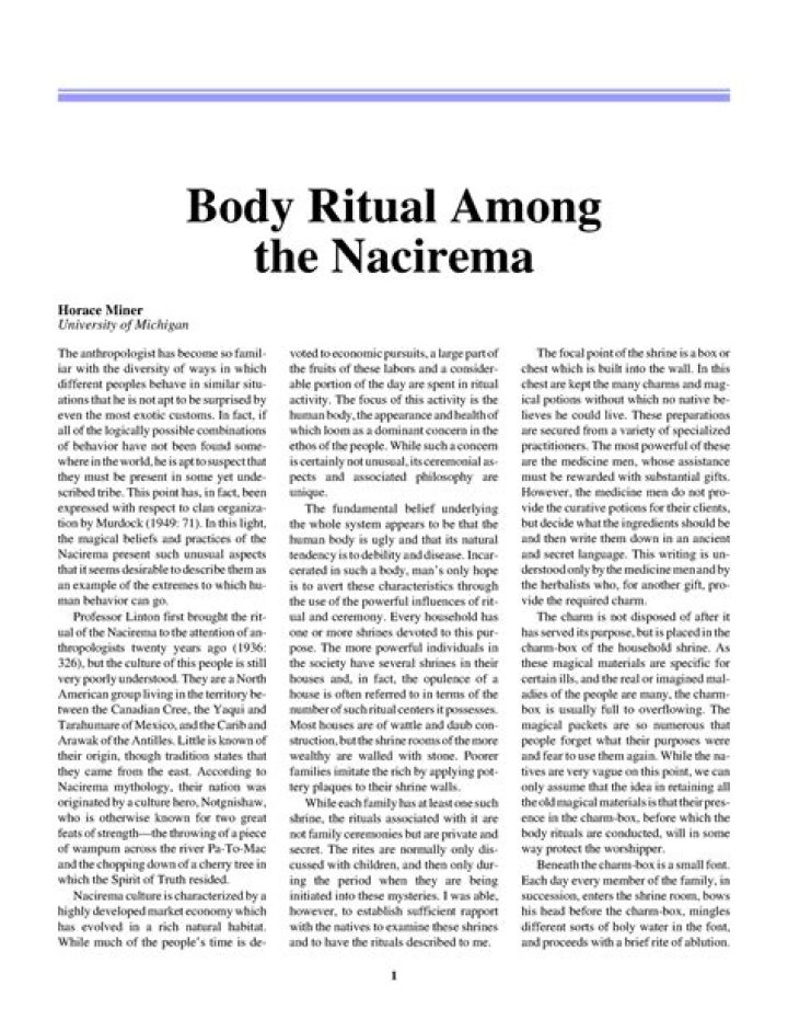 When was Body Ritual among the Nacirema written