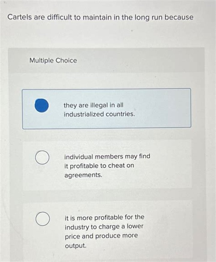 Why is it difficult to maintain cartels